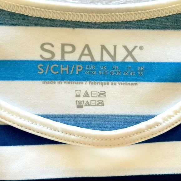 SPANX Long Sleeve Ocean Stripe Blue Swim Shirt--NWT--S - Picture 8 of 13